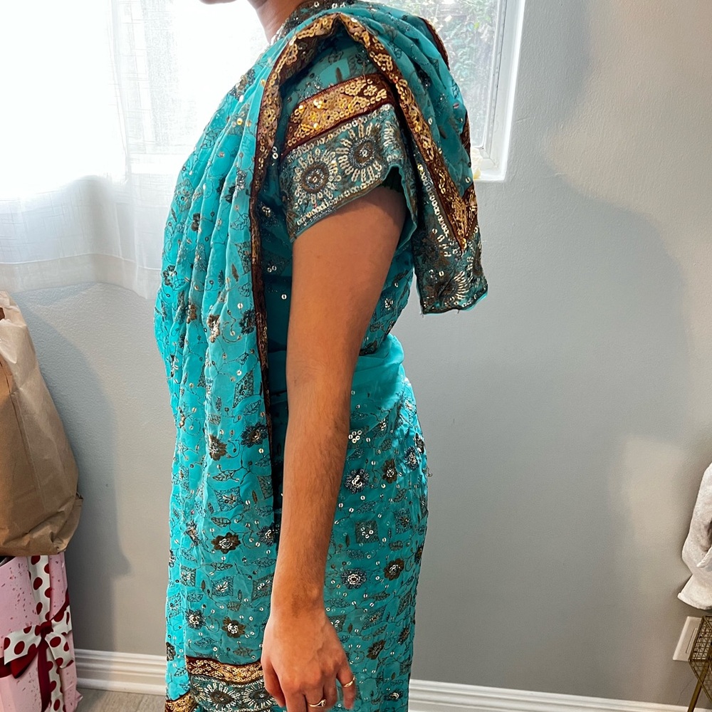 Indian Sari- beautiful turquoise color